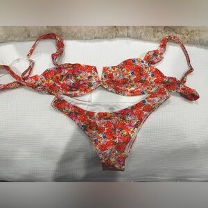 Monday Swimwear Floral Bikini - Red and Multicolor